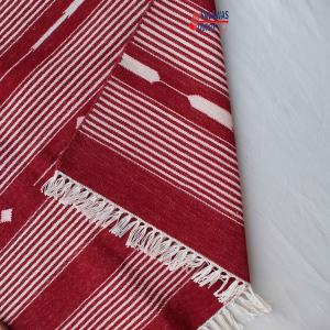 6x9 Handwoven Traditional Rug - Red And White Hand Woven Stripes High Quality Cotton Flatweave Rug