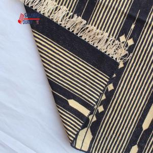 6x9 Handwoven Traditional Rug - Black And Golden Yellow Hand Woven Stripes High Quality Cotton Flatweave Rug