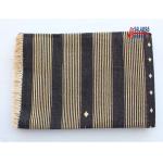 6x9 Handwoven Traditional Rug - Black And Golden Yellow Hand Woven Stripes High Quality Cotton Flatweave Rug