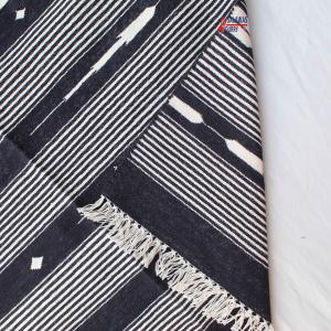 6x9 Handwoven Traditional Rug - Black And White Hand Woven Stripes High Quality Cotton Flatweave Rug Kilim