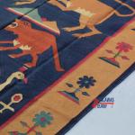 6x9 Handwoven Animal Design Rug - Eco-Friendly Traditional Dark Blue & Orange Area Rug for Home Decor