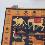 6x9 Handwoven Animal Design Rug - Eco-Friendly Traditional Dark Blue & Orange Area Rug for Home Decor