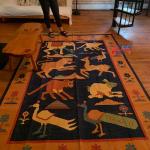 6x9 Handwoven Animal Design Rug - Eco-Friendly Traditional Dark Blue & Orange Area Rug for Home Decor