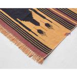 6x9 Handwoven Traditional Rug - Golden Yellow And Blue Hand Woven Stripes High Quality Cotton Flatweave Rug