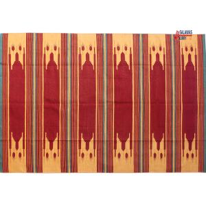 6x9 Handwoven Traditional Rug - Golden Yellow And Red Hand Woven Stripes High Quality Cotton Flatweave Dhurrie